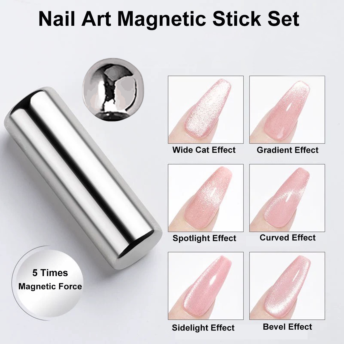 Sanding Stick Set - 2pcs Magnet Steel Ball Nail Art